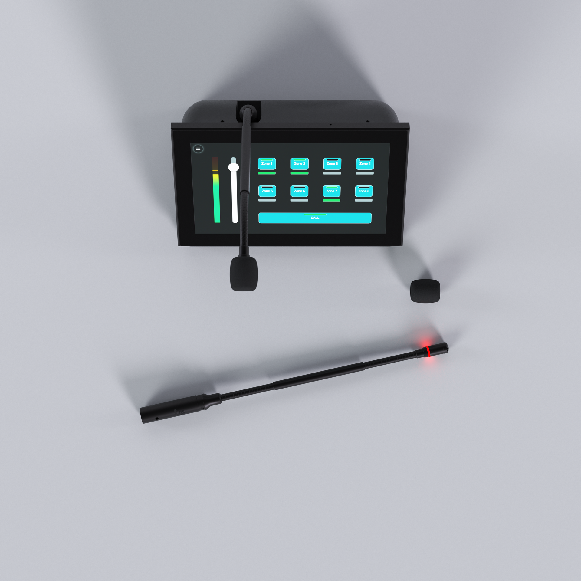 Ecler PAGE-X10D Touchscreen-Paging-Station mit Schwanenhalsmikrofon