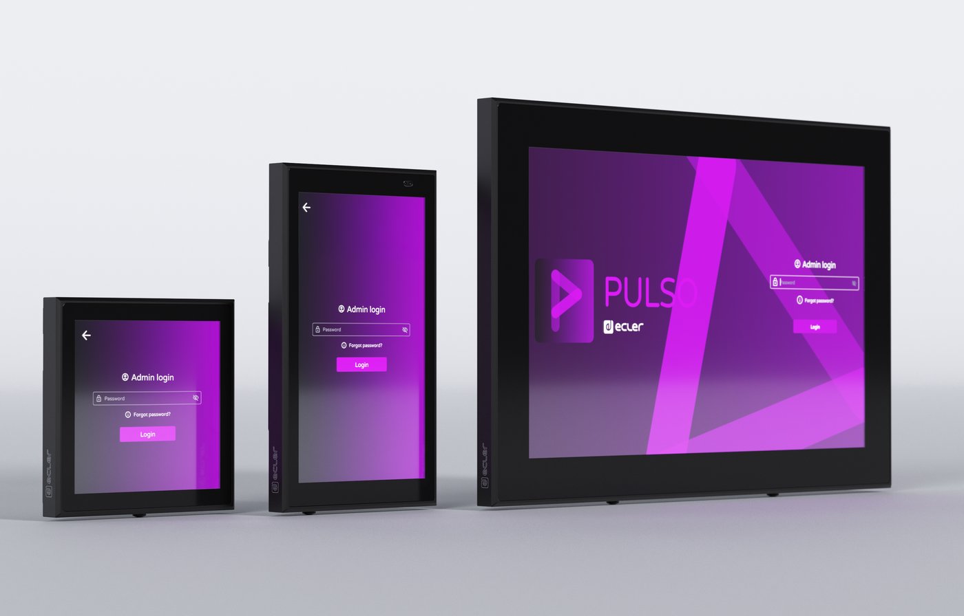Ecler PULSO-4, PULSO-6 und PULSO-10 Touchpanels im Größenvergleich