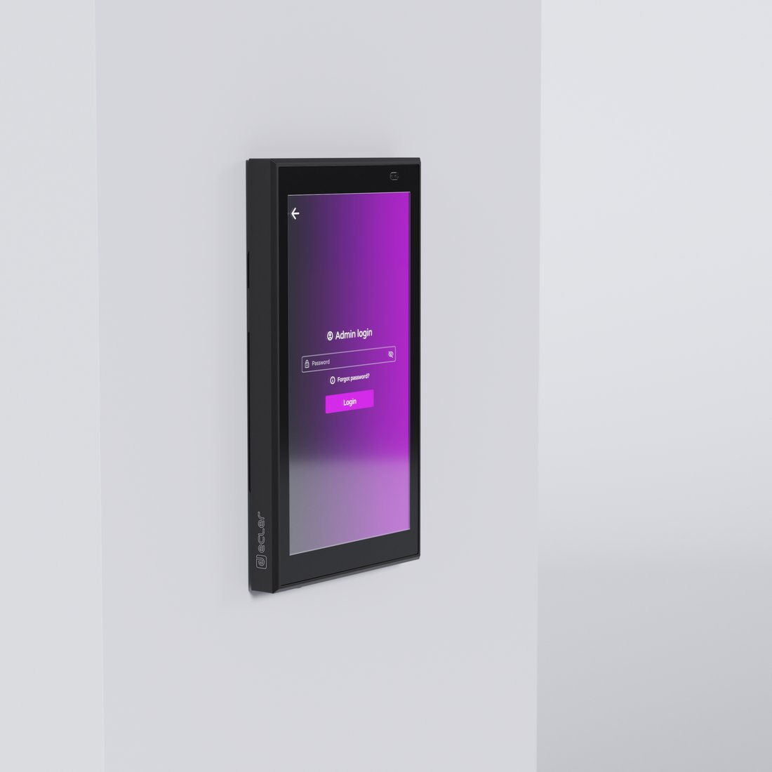 Ecler PULSO-6 Touchpanel im Hochformat an der Wand montiert
