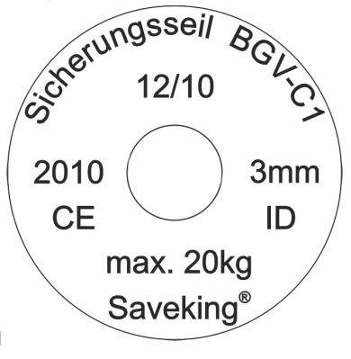 Saveking Plakette mit maximaler Last, CE, ID und BGV C1